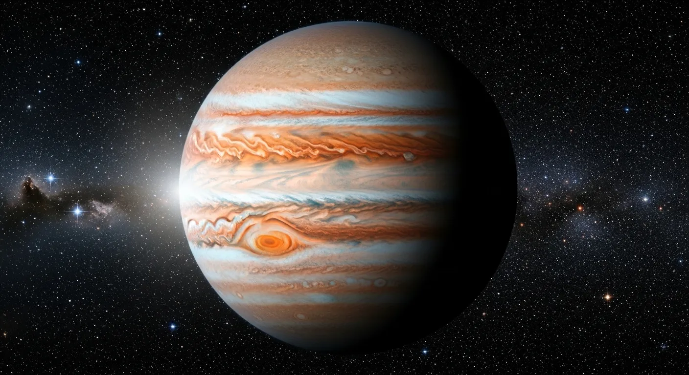 Юпитер — планета удачи и изобилия в астрологии, реалистичное изображение
